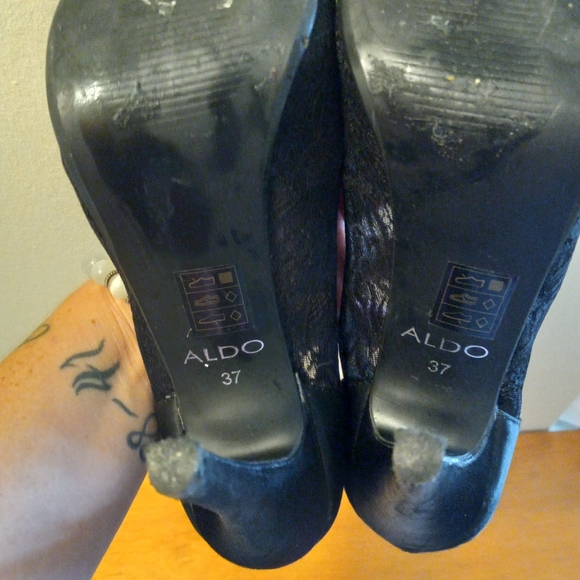 Aldo Lace Stilletho Peep Toe Womens Size 37 - Picture 10 of 10